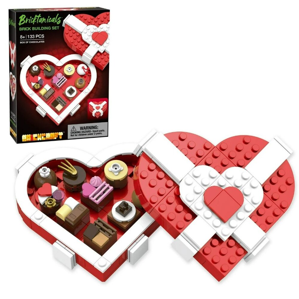 Brickcraft Bricktanicals Valentine's Heart Box Of Chocolates Brick Building Set